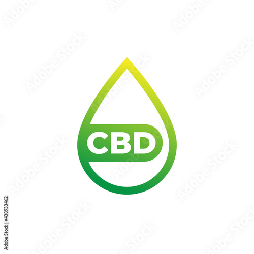 CBD oil drop icon on white