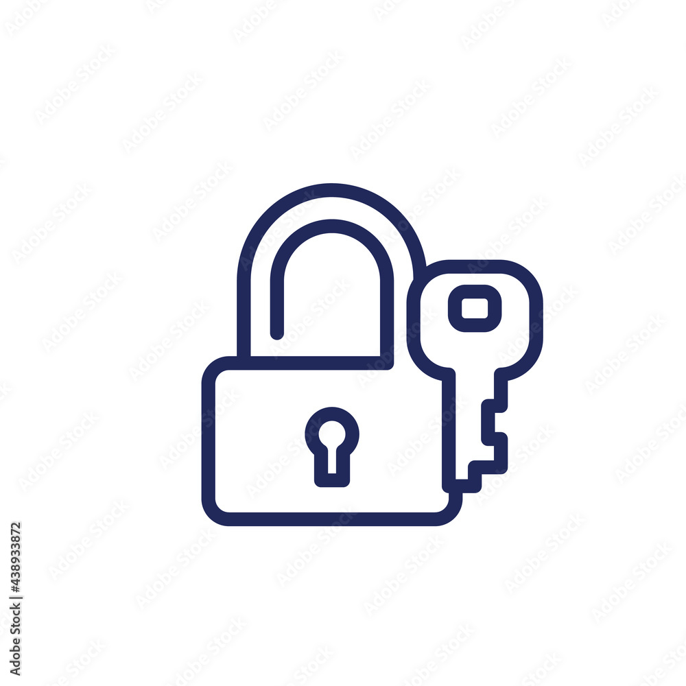 Lock and key line icon, vector Lock and key line icon, vector