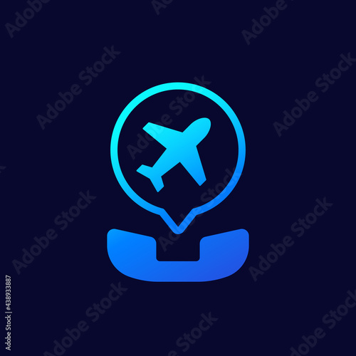 roaming call icon with phone, vector