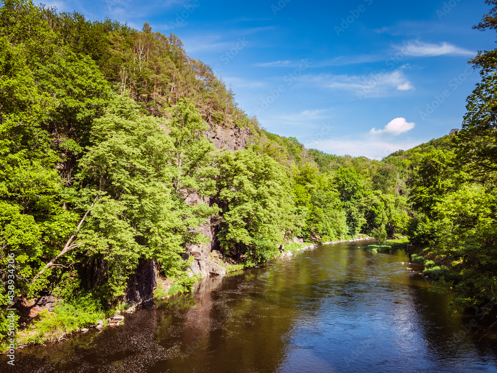 Blick auf den Fluss Zschopau im Erzgebirge