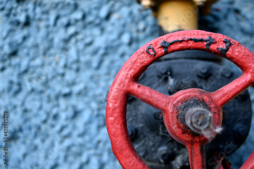 Gas red and yellow valve close up