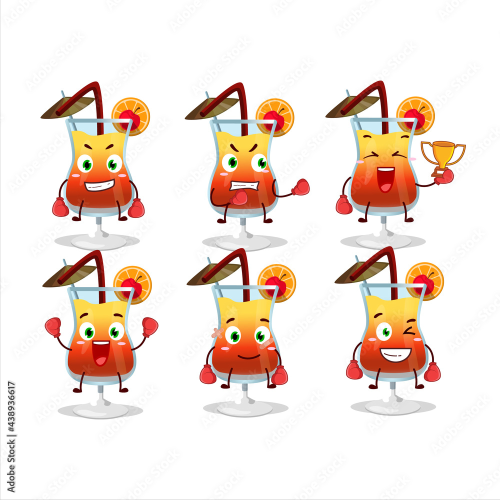 Fototapeta premium A sporty tequila sunrise boxing athlete cartoon mascot design