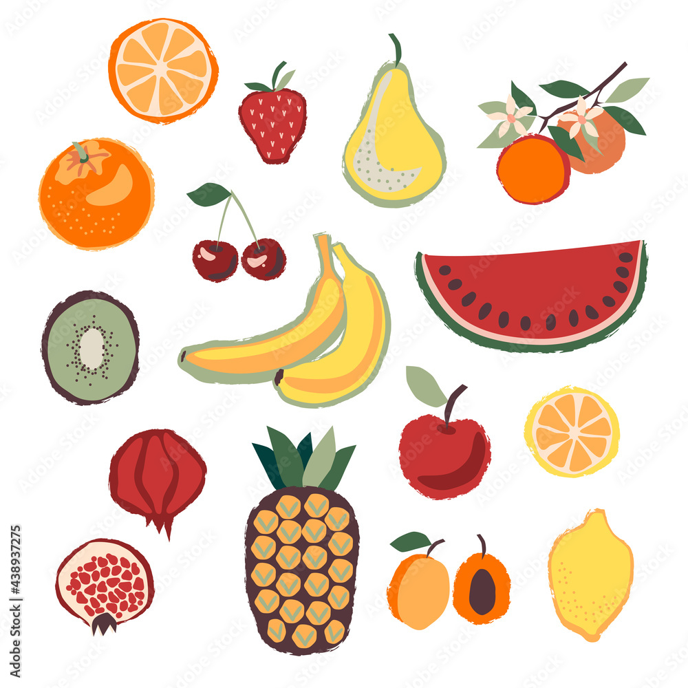 set of fruits and berries set of fruits and berries