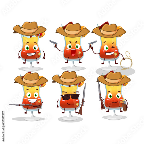 Cool cowboy tequila sunrise cartoon character with a cute hat
