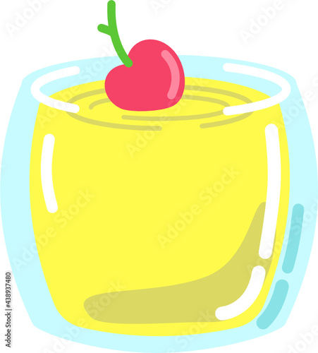 Cocktail or smoothy drink in short glass with cherry isolated vector graphic