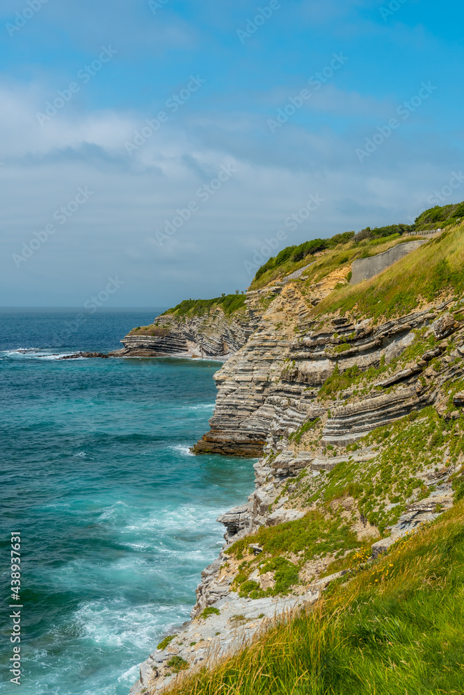 The coast and the sea from the natural park of Saint Jean de Luz called Parc de Sainte Barbe, Col de la Grun in the French Basque country. France