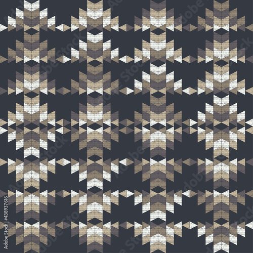 Mexican plaid. Navajo. Seamless pattern. Design with manual hatching. Textile. Ethnic boho ornament. Vector illustration for web design or print.