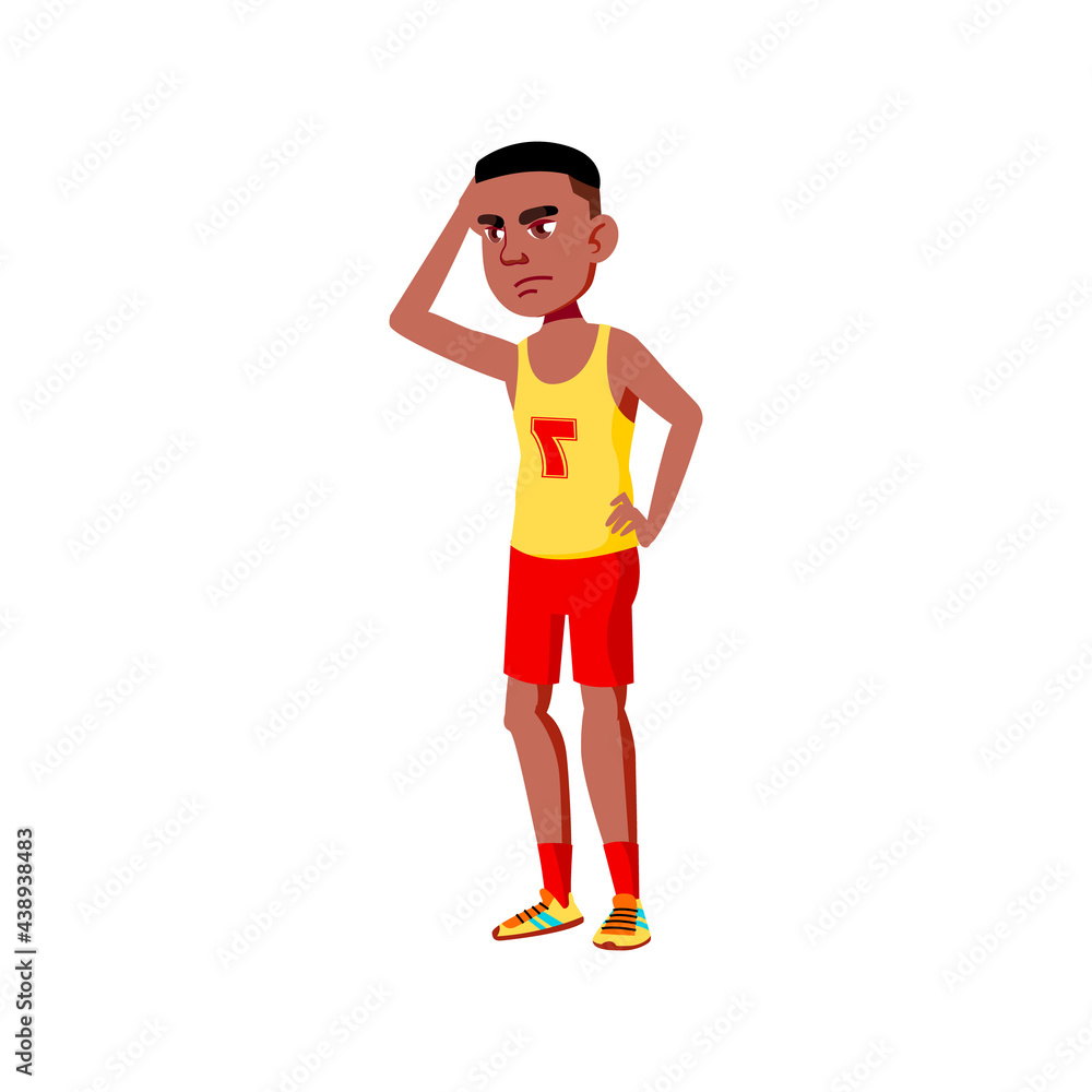 sadness boy player lost in basketball game cartoon vector. sadness boy player lost in basketball game character. isolated flat cartoon illustration