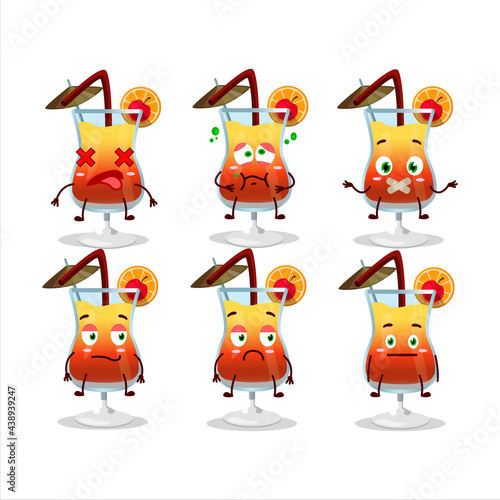 Tequila sunrise cartoon character with nope expression