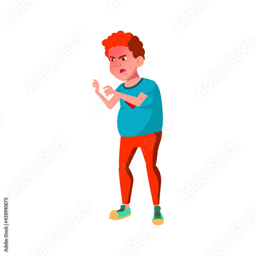 angry overweight boy screaming at enemy on playground cartoon vector. angry overweight boy screaming at enemy on playground character. isolated flat cartoon illustration