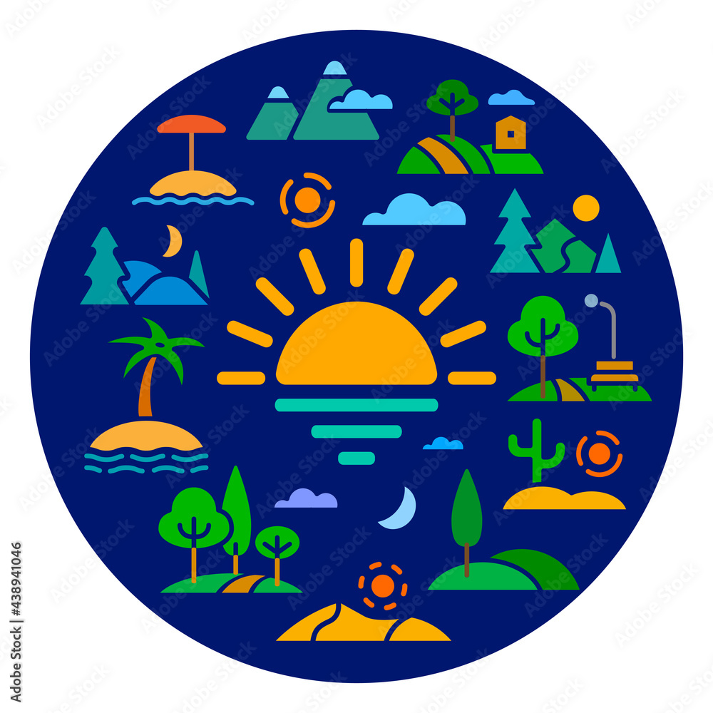 Fototapeta premium landscapes concept flat icon