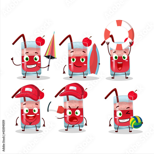 Happy Face singapore sling cartoon character playing on a beach