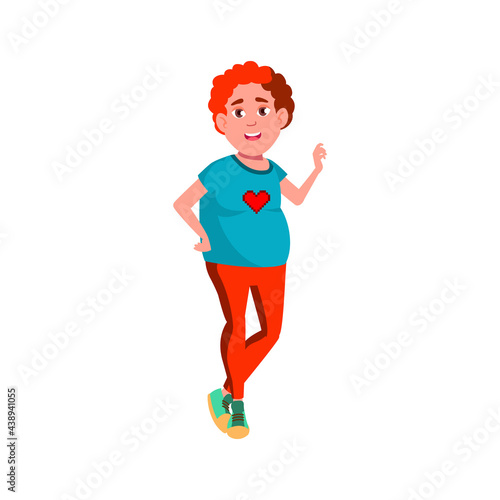 oversize young boy speaking with friends in school cartoon vector. oversize young boy speaking with friends in school character. isolated flat cartoon illustration