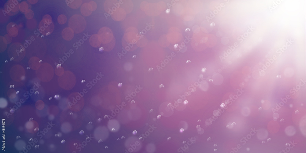 Obraz premium 水中でキラキラ光輝く水滴と光の背景