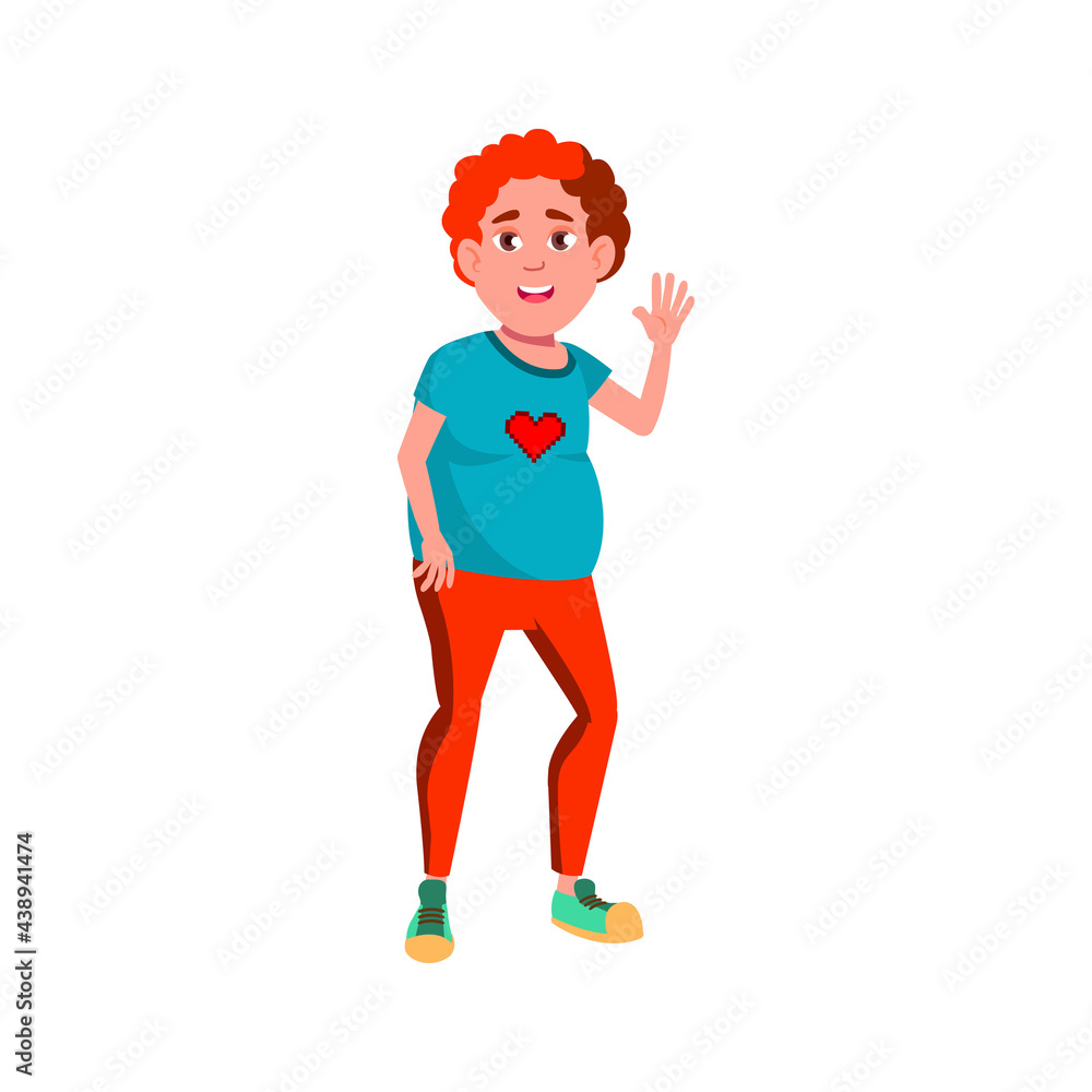 smiling overweight boy welcoming guests at home cartoon vector. smiling overweight boy welcoming guests at home character. isolated flat cartoon illustration smiling overweight boy welcoming guests at home cartoon vector. smiling overweight boy welcoming guests at home character. isolated flat cartoon illustration