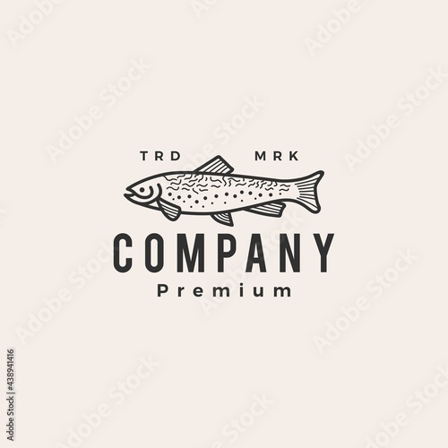 trout fish hipster vintage logo vector icon illustration