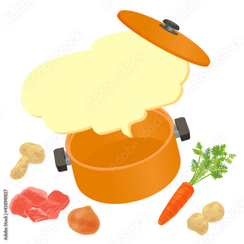 楽しい料理、鍋とふきだし ベクターイラスト
