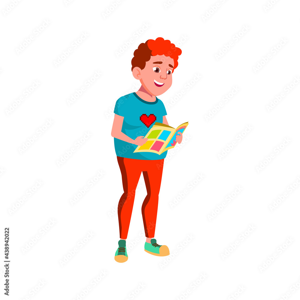 smiling fat boy reading comics in bookstore cartoon vector. smiling fat boy reading comics in bookstore character. isolated flat cartoon illustration smiling fat boy reading comics in bookstore cartoon vector. smiling fat boy reading comics in bookstore character. isolated flat cartoon illustration