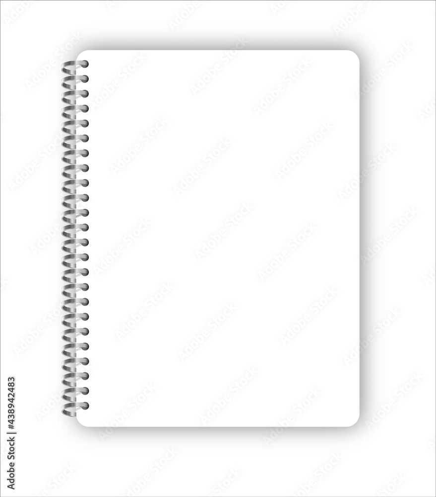 Realistic metal spiral vector blank notebook isolated on white Realistic metal spiral vector blank notebook isolated on white