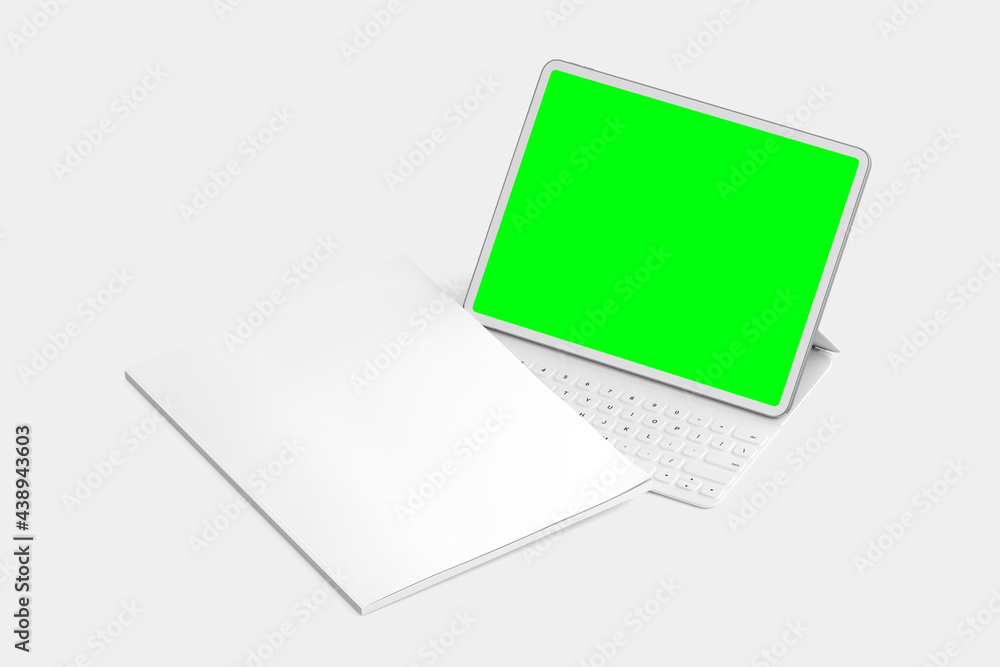Isolated Devices and magazine Mockup - 3d rendering. Isolated Devices and magazine Mockup - 3d rendering.