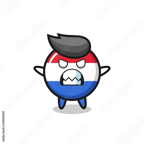 wrathful expression of the netherlands flag badge mascot character