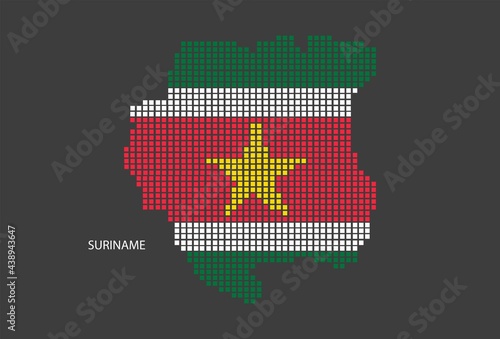 Suriname map design flag Suriname square  black background.