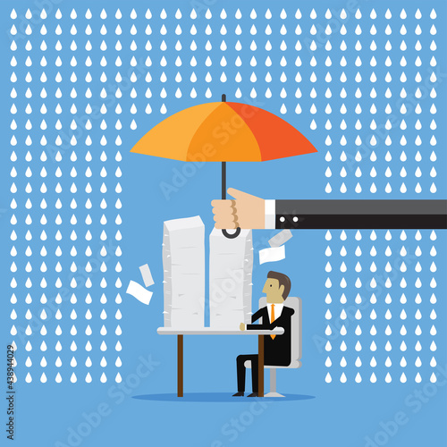Protection businessman rain unity umbrella business insurance