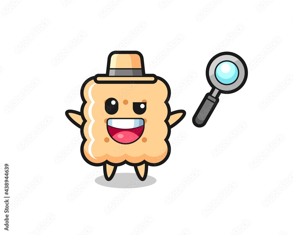 illustration of the cracker mascot as a detective who manages to solve a case
