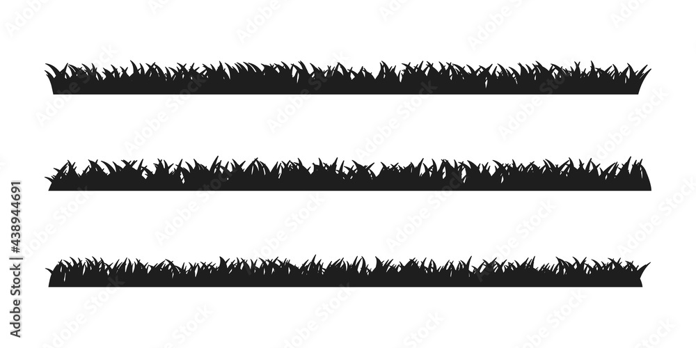 Obraz premium Black grass border silhouette for Halloween ghost graveyard decoration.