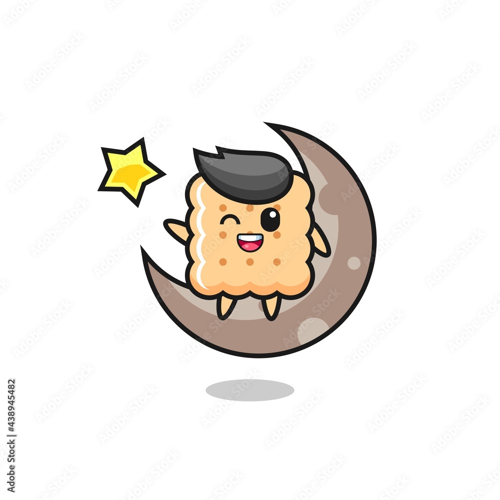 illustration of cracker cartoon sitting on the half moon