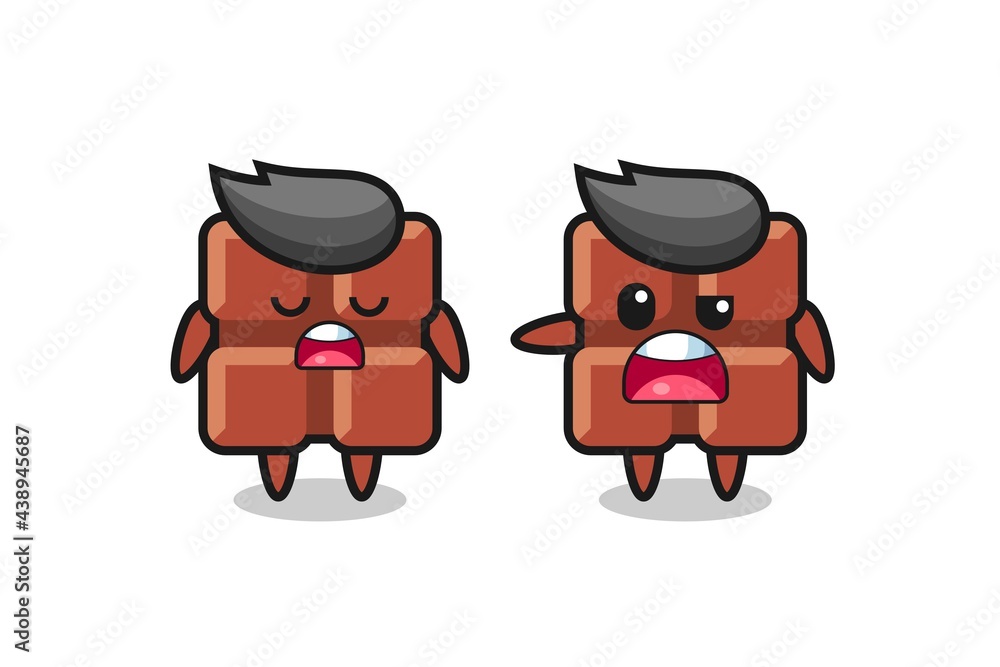 illustration of the argue between two cute chocolate bar characters illustration of the argue between two cute chocolate bar characters