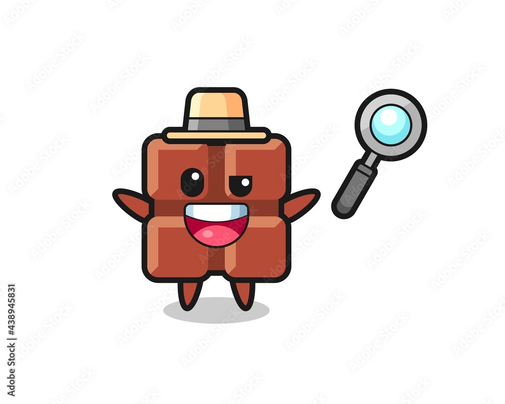 illustration of the chocolate bar mascot as a detective who manages to solve a case