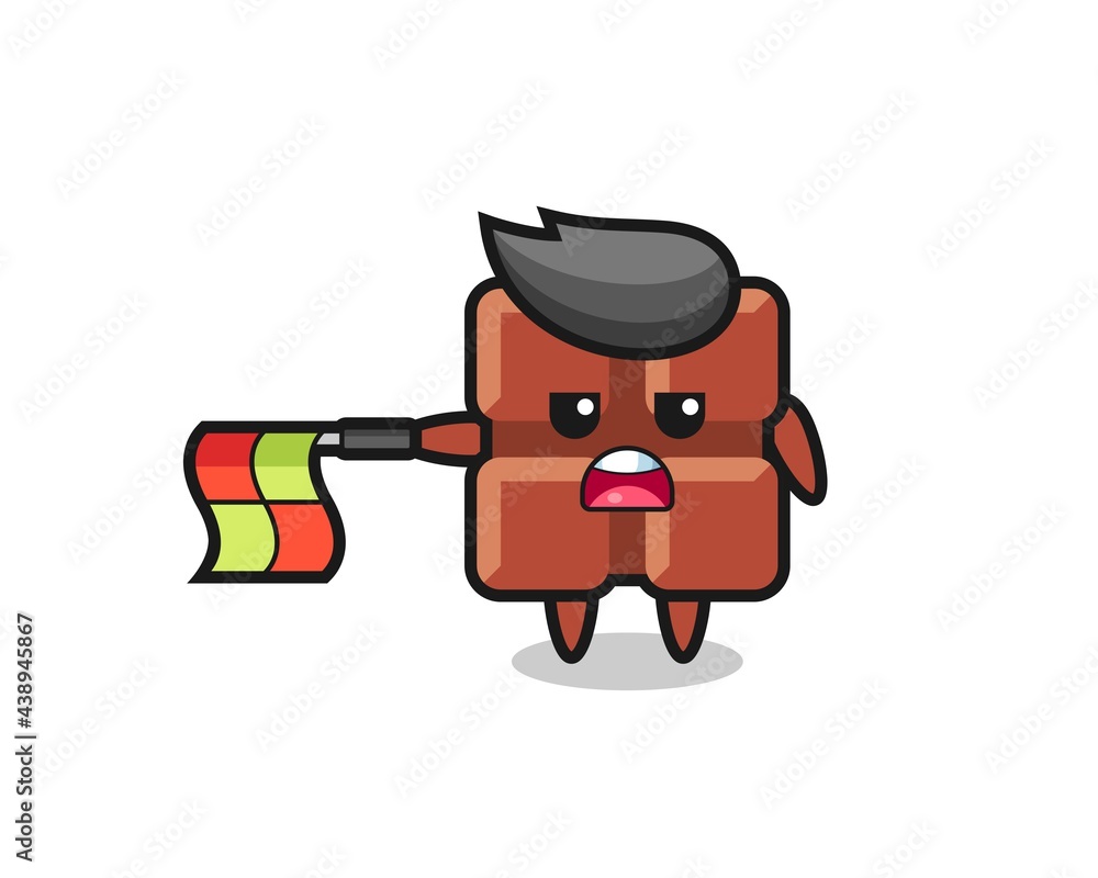 chocolate bar character as line judge hold the flag straight horizontally chocolate bar character as line judge hold the flag straight horizontally