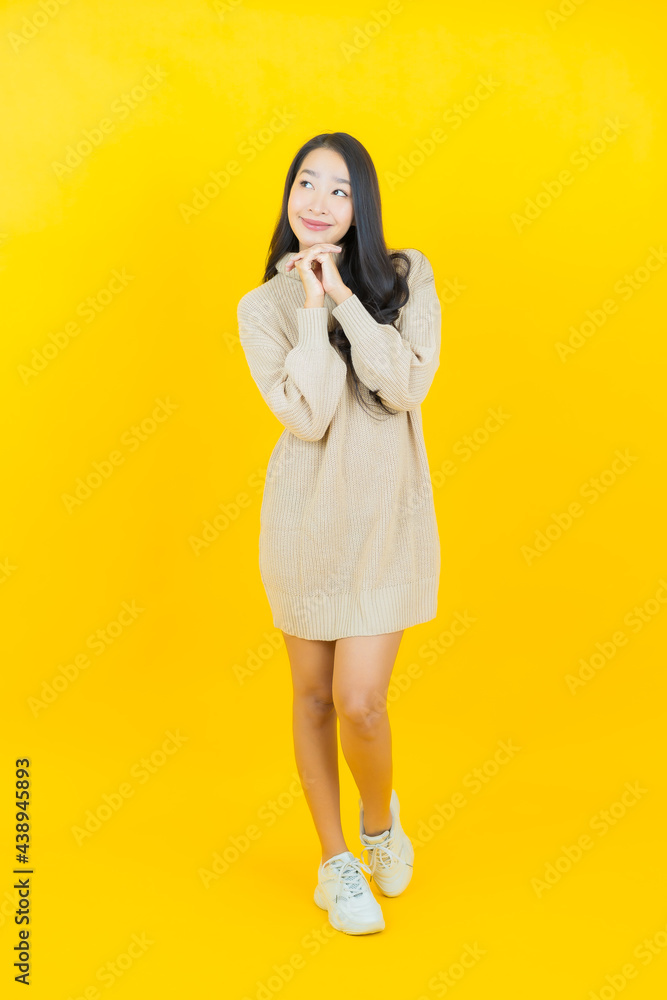 Portrait beautiful young asian woman smile with action Portrait beautiful young asian woman smile with action