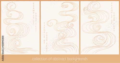 collection of white and abstract gold japanese style lines 