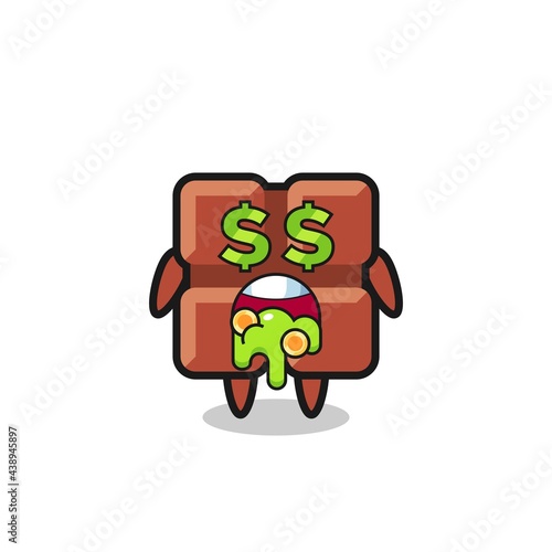 chocolate bar character with an expression of crazy about money