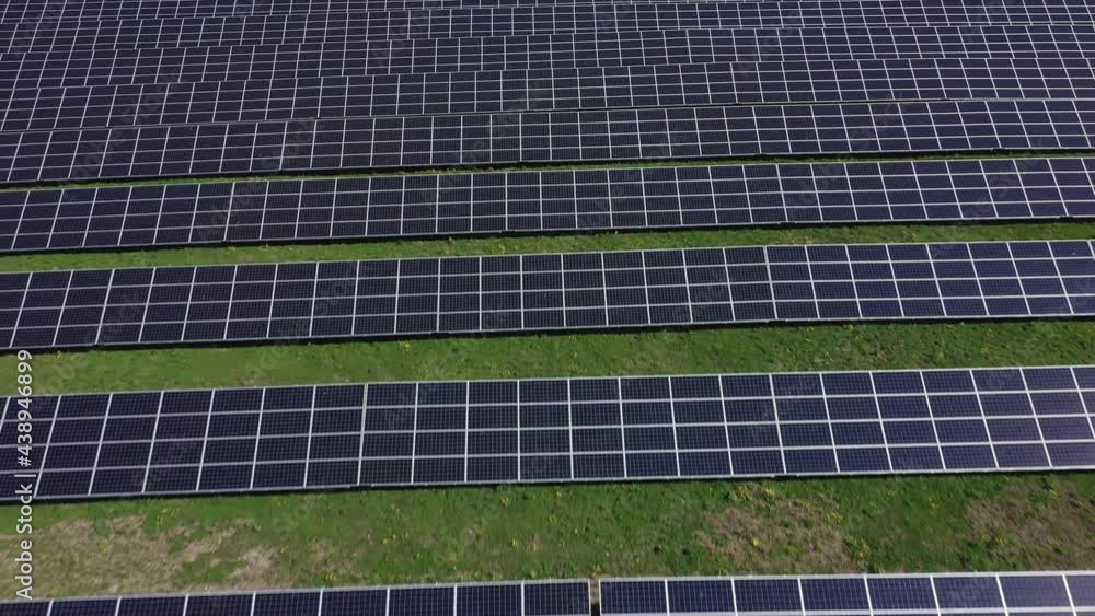 Solar panel produces green, environmentaly friendly energy. Aerial view from drone Solar panel produces green, environmentaly friendly energy. Aerial view from drone