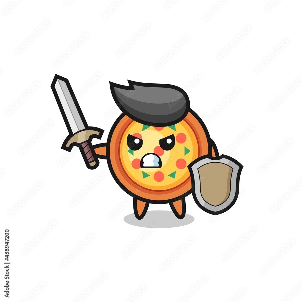 cute pizza soldier fighting with sword and shield cute pizza soldier fighting with sword and shield