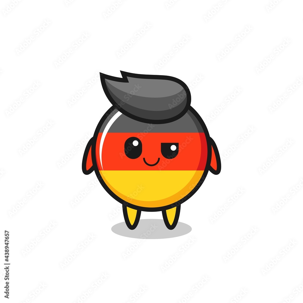 germany flag badge cartoon with an arrogant expression