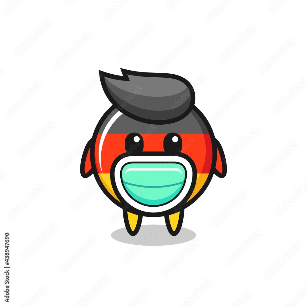 cute germany flag badge cartoon wearing a mask cute germany flag badge cartoon wearing a mask