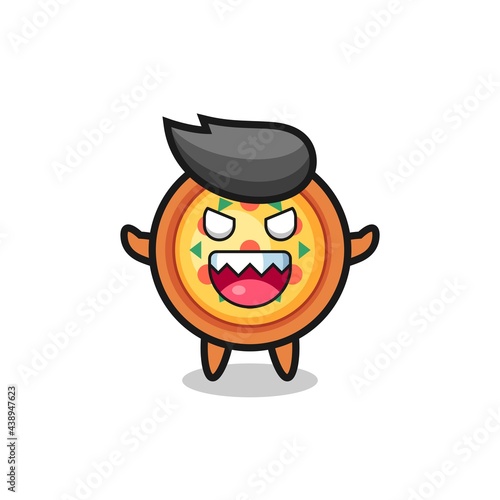 illustration of evil pizza mascot character