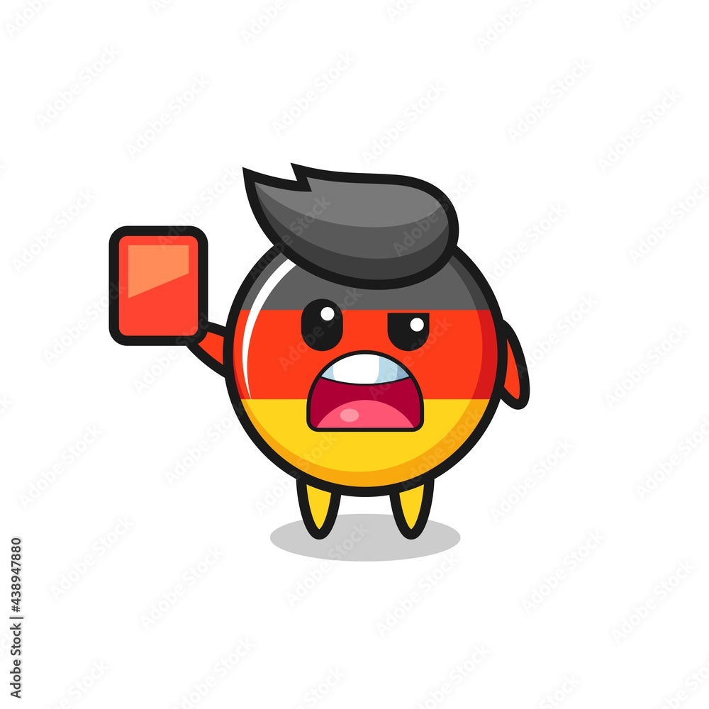 germany flag badge cute mascot as referee giving a red card germany flag badge cute mascot as referee giving a red card