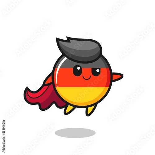cute germany flag badge superhero character is flying