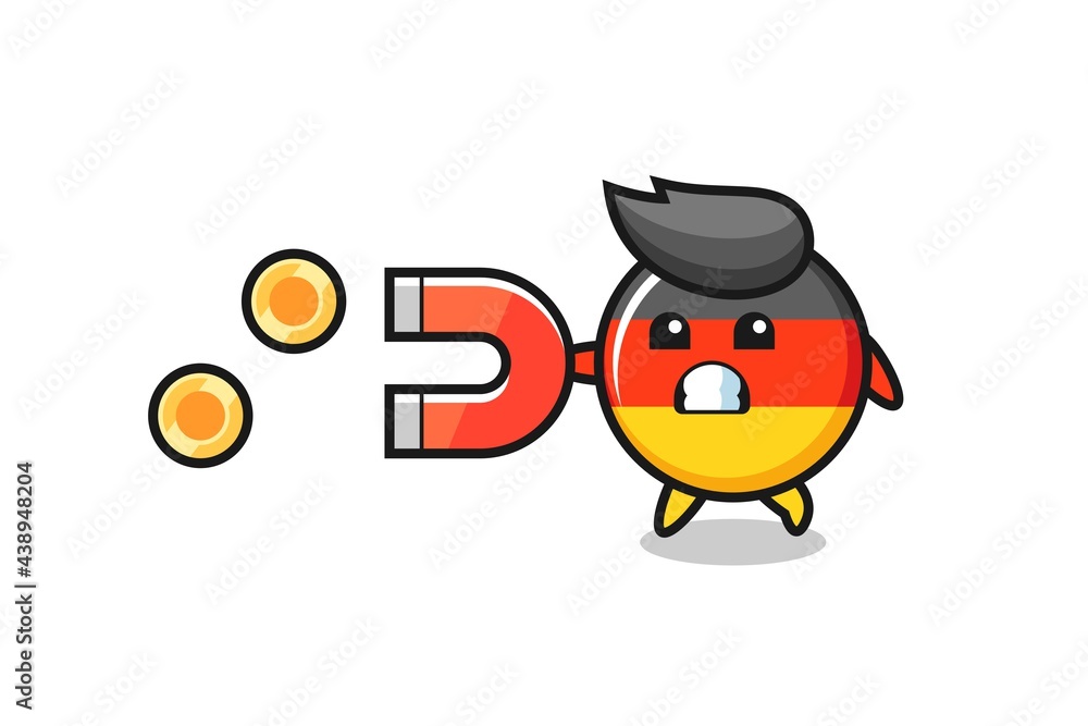the character of germany flag badge hold a magnet to catch the gold coins the character of germany flag badge hold a magnet to catch the gold coins