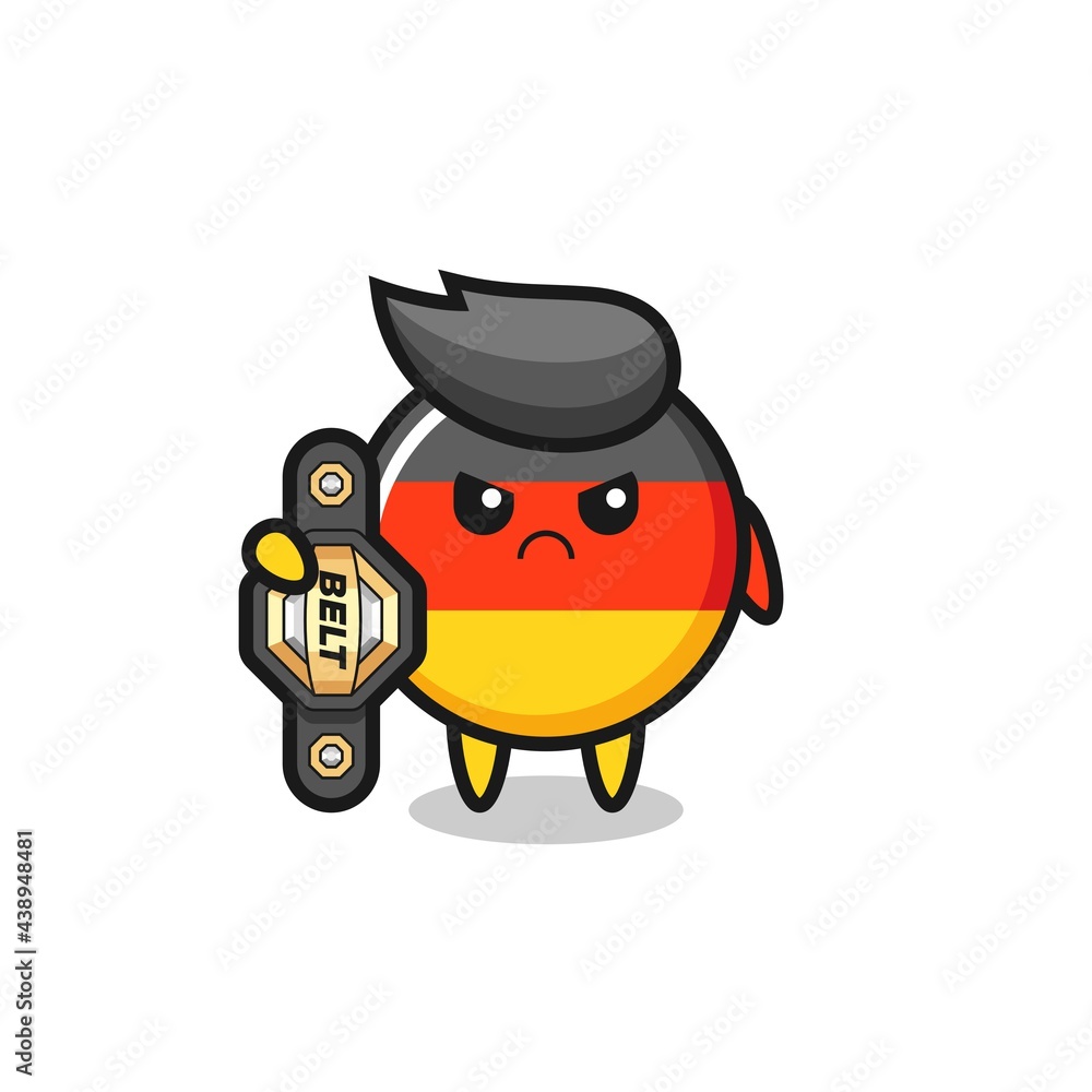 germany flag badge mascot character as a MMA fighter with the champion belt