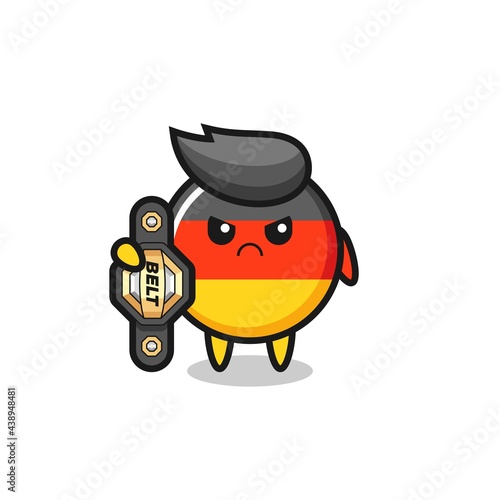 germany flag badge mascot character as a MMA fighter with the champion belt