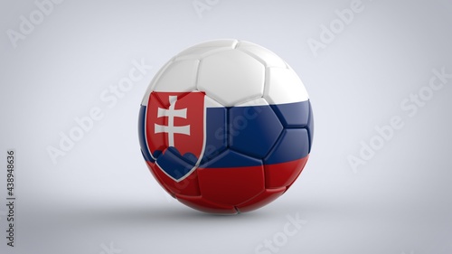 UEFA Euro championship 2020 football tournament realistic soccer game ball with national flag of Slovakia isolated on solid white background 3d rendering image