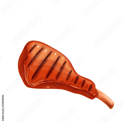 Grilled meat steak with bone icon. Fried entrecote with bone vector illustration.