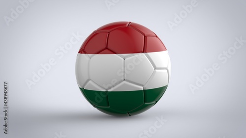 UEFA Euro championship 2020 football tournament realistic soccer game ball with national flag of Hungary isolated on solid white background 3d rendering image