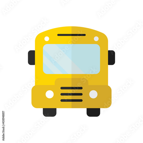 School bus front view flat illustration. Education icon isolated on white background
